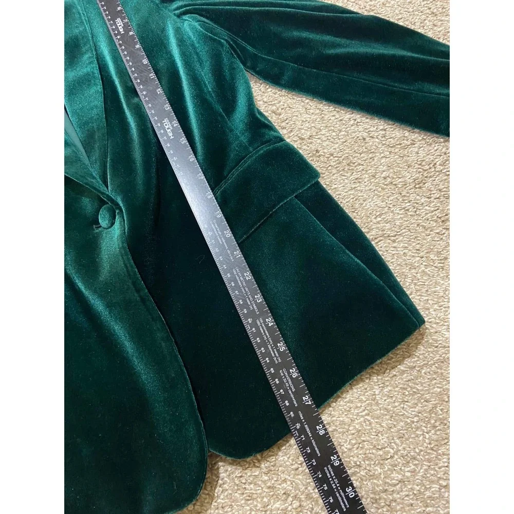 Tahari Arthur S Levine Emerald Green Velvet Shawl Collar Blazer Jacket Womens 12